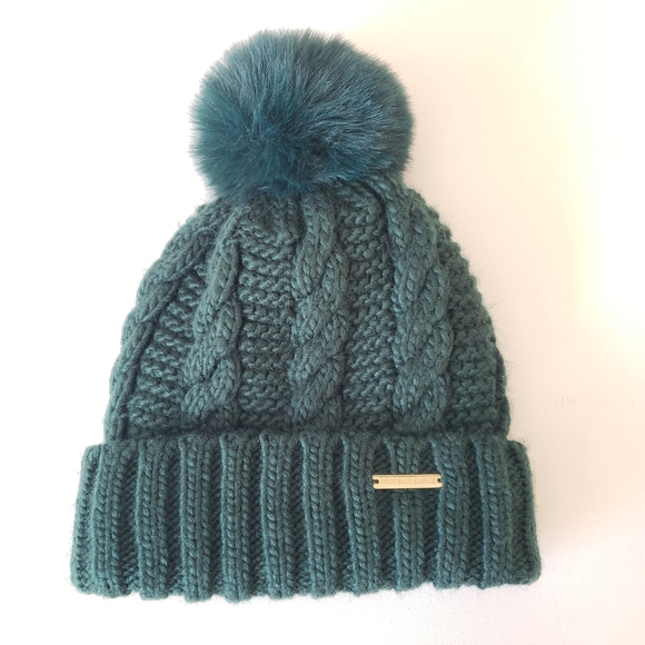 Michael Kors Accessories - Michael Kors Teal Knit Pom-Pom Hat